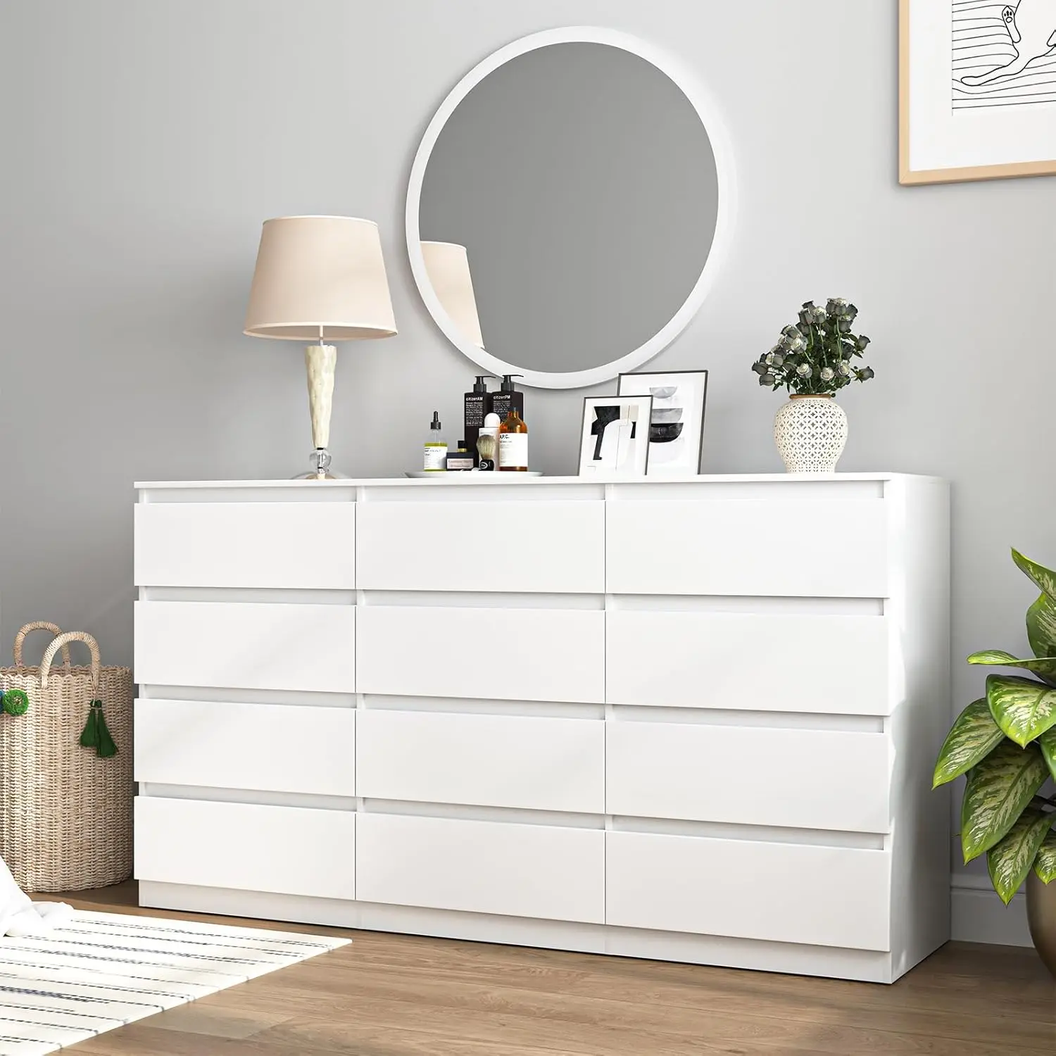 White-12 Drawers(15.7"D x 59.1"W x 32.7"H)