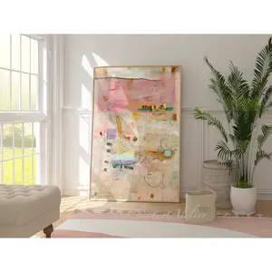 Abstract painting print, Neutral colors large minimalist abstract art, Modern textured pastel multicolor, Trendy aesthetic large wall art