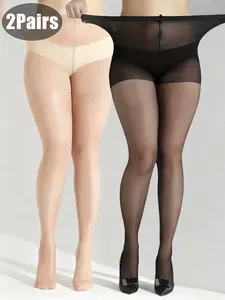 High-Waisted Sheer Cozy Tights, Ultra-Thin Transparent Nylon Pantyhose, Stretchy Elastic Waistband, Plus Size Friendly, All Seasons