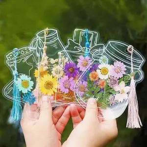 DIY Bookmark Making Kit, Transparent Plant Specimen Stickers, Dried Flower Labels for Glass Bottle Crafts