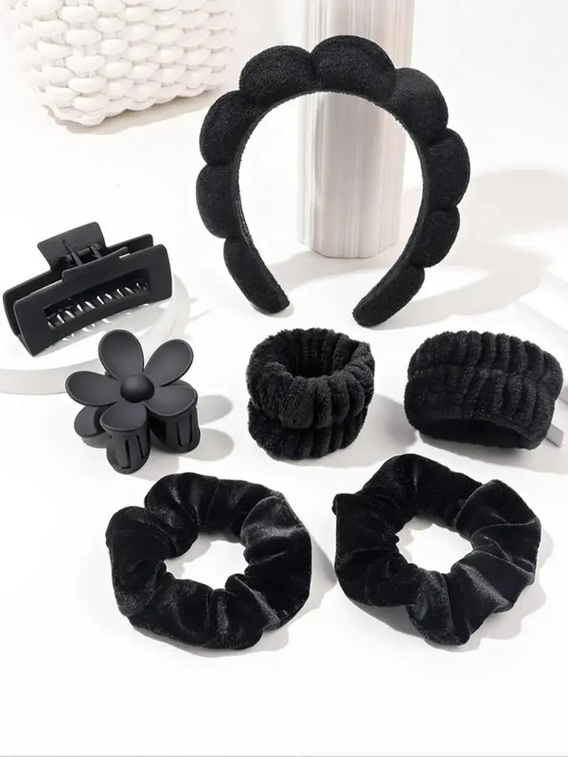 Women'S Elegant Flower Design Hair Tie & Hair Claw & Hair Hoop, Cute Trendy Hair Tie & Hair Claw & Hair Hoop, Fashionable Hair Accessories Set for Women & Girls Does not apply