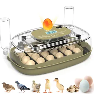 24 Egg Incubator with Automatic Turning, Temperature & Humidity Control, LED Light, Auto Watering, Ideal for Chicken, Goose, Duck, Pigeon, Turkey Eggs