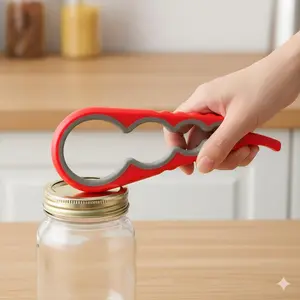 Multi-Function Hydraulic Beverage Can Opener: Anti-Slip Grip, Rust-Resistant Dual-Structure, Effortless Opening for Beer Bottles, Cans, Jars. Durable Kitchen & Emergency Tool with Lever Design for Home, Outdoor, Camping Use.