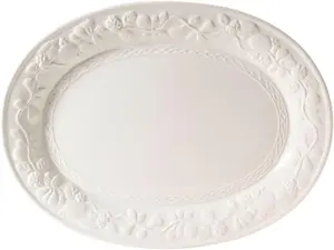 Gibson Home 2021.01 Fruitful 18.75in Oval Platter, White