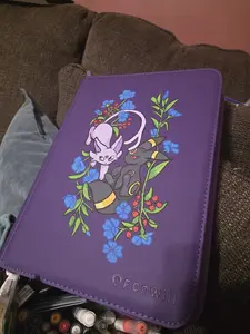 Hand-Painted Purple Floral Card Binder