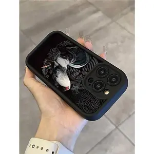 1pc Creative 2D Rooster & Eagle Graphic Print Personalized Phone Case, Matte Finish Anti-Slip Compatible With IPhone 11/13Pro/16ProMax/X/X MAX for Samsung Galaxy S26