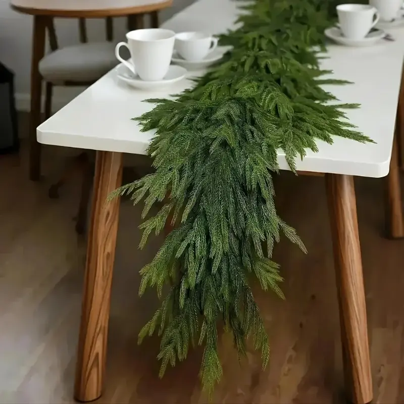 1pc 6-Foot Lifelike Plastic Norwegian Pine Garland - Christmas Festive Decoration for Fireplace, Farmhouse Home Supplies