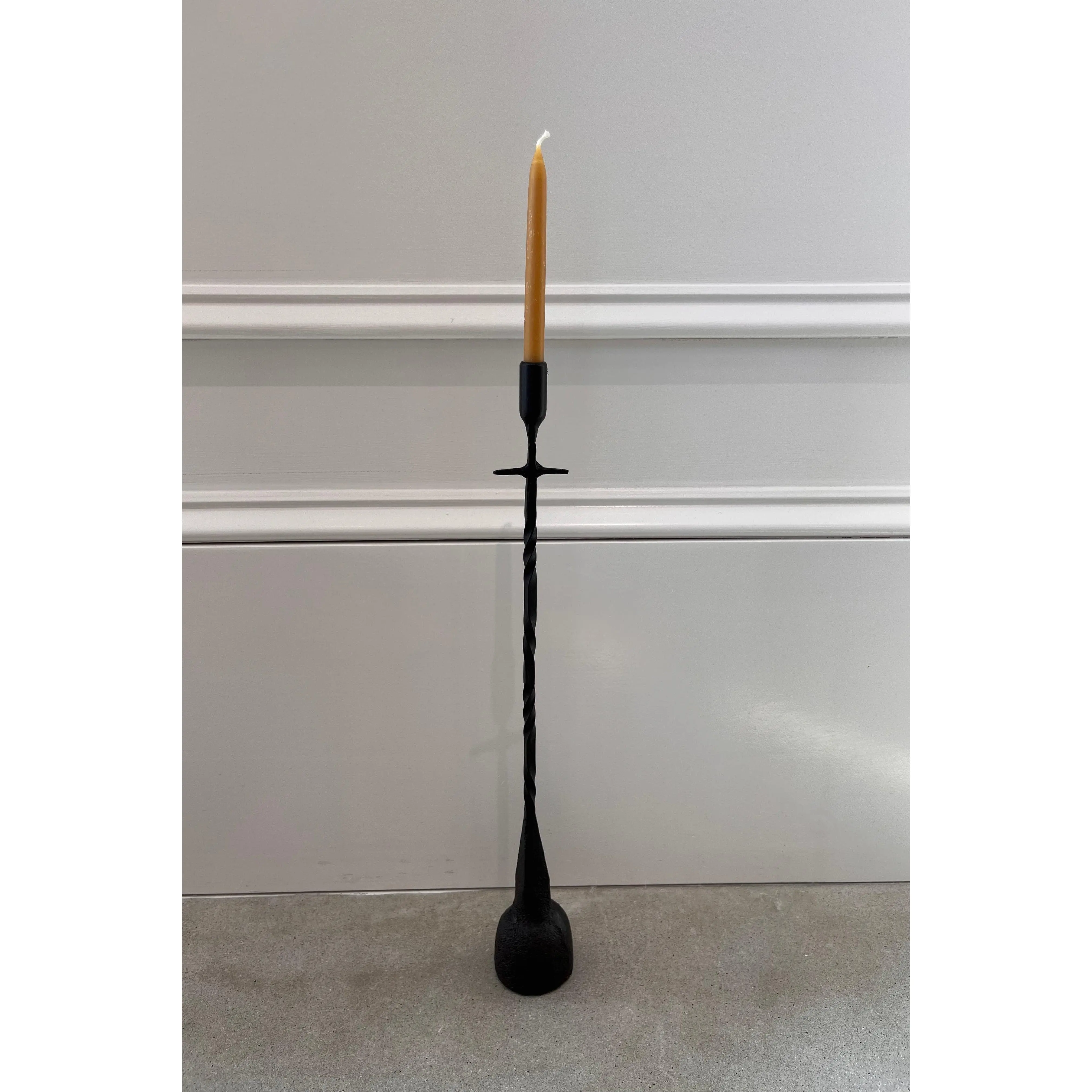 Sekoya Iron Hand-Forged Twisted Cross Candlestick, 16.5" Home Decor, Stylish Room Decor Accent for Home Supplies