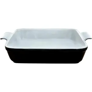 12.5x10x2 Inches Rectangle Premium Stoneware Baking Dish With Lid, Classic Kitchen Baker for Lasagna, Casserole, Vegetables & Dessert (Black 10"x10" Square Baker)