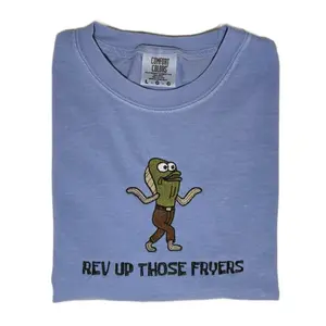 Rev Up Those Fryers Embroidered Comfort Colors Cotton Tshirt Unisex Casual Top