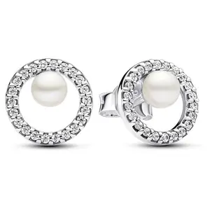 Pandora Treated Freshwater Cultured Pearl & Pave Halo Stud Earrings 293154C01