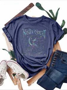 Vintage Washed Oversized Graphic Tee, The Night Court Velaris City Of Starlight T-Shirt, Retro ACOTAR Fantasy Book Lover Short Sleeve Top for Women, Trendy Bookish Statement Shirt,  Style Apparel, Perfect Gift for Book Lovers, Daily Outfit