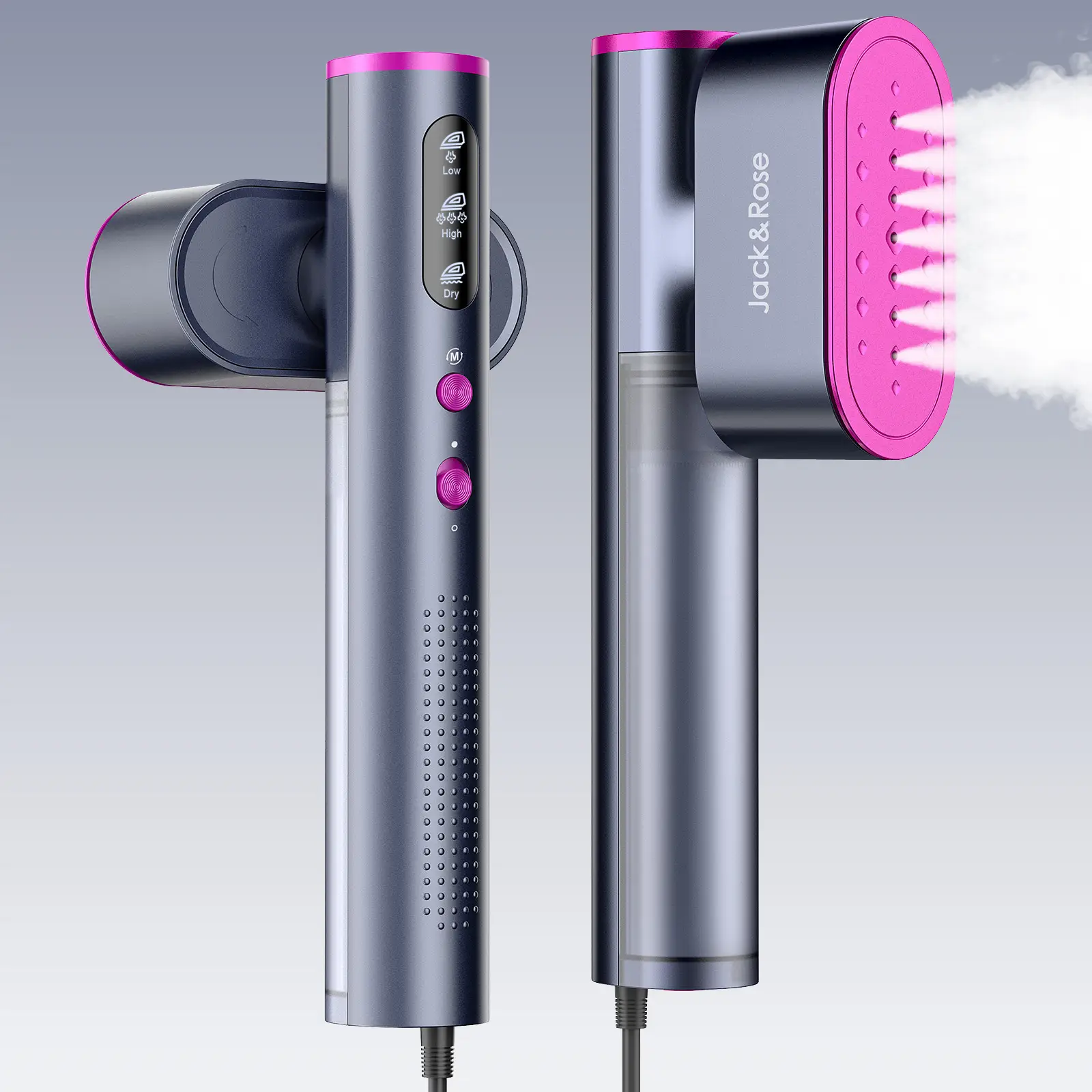 Jack ＆ Rose Steamer for Clothes, 100-240V Wide Voltage, 15s Fast Heat Up ,Steamer Iron 2 In 1, Large Ceramic Heat Panel, Portable for Global Travel,Ho