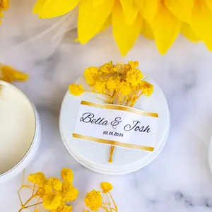 Personalized Wedding Favor Candle Set – Bulk Scented Soy Wax Candles with Dried Flowers, Bridal, Baby Shower & Birthday Party Favors