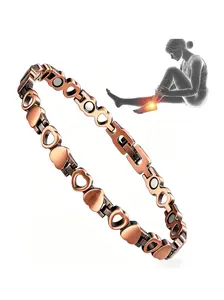 Women's Copper Ankle Chain for Arthritis Patients, 99.99% Pure Copper, Heart Pattern, Casual Daily Wear, All Seasons, Solstice Anklet