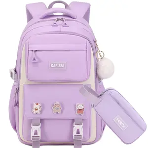 2PCS Backpack for Women Girls Set with Pencil Case 15.6 Inch Laptop School Bag Kids Elementary College Backpacks