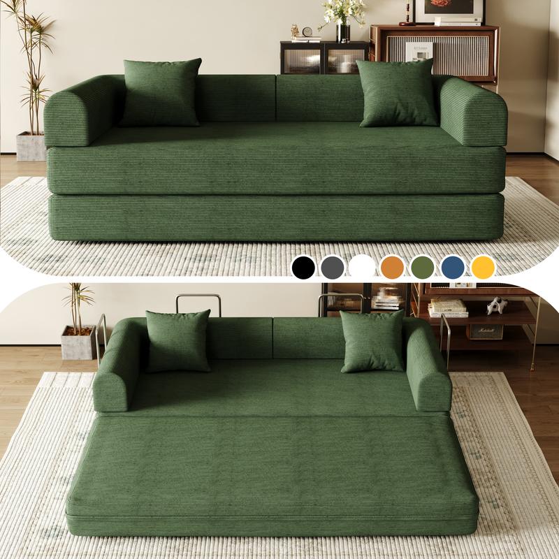 Sofa Bed 79/59/53/32 “ Foldable Deep-Seat Plush Modular boneless Sofa Single Seat No Assembly Required Suitable for Living room/Bedroom/Apartment 03GR