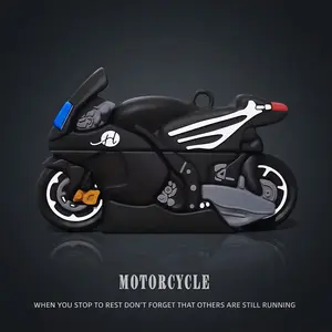 Motorcycle Creative Design Case for Apple AirPods 4, Compatible with AirPods 3 and AirPods Pro 2, Wireless Bluetooth-compatible Earbud Cover(The tires cannot rotate.)