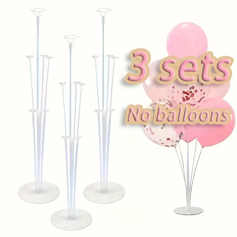 3 Sets PVC Balloon Stand Kit, Adjustable Center Pole for Weddings, Birthdays, Home Parties, No Power Needed, Multi-Functional Decoration, Balloon Party Supplies, Decorations Supplies