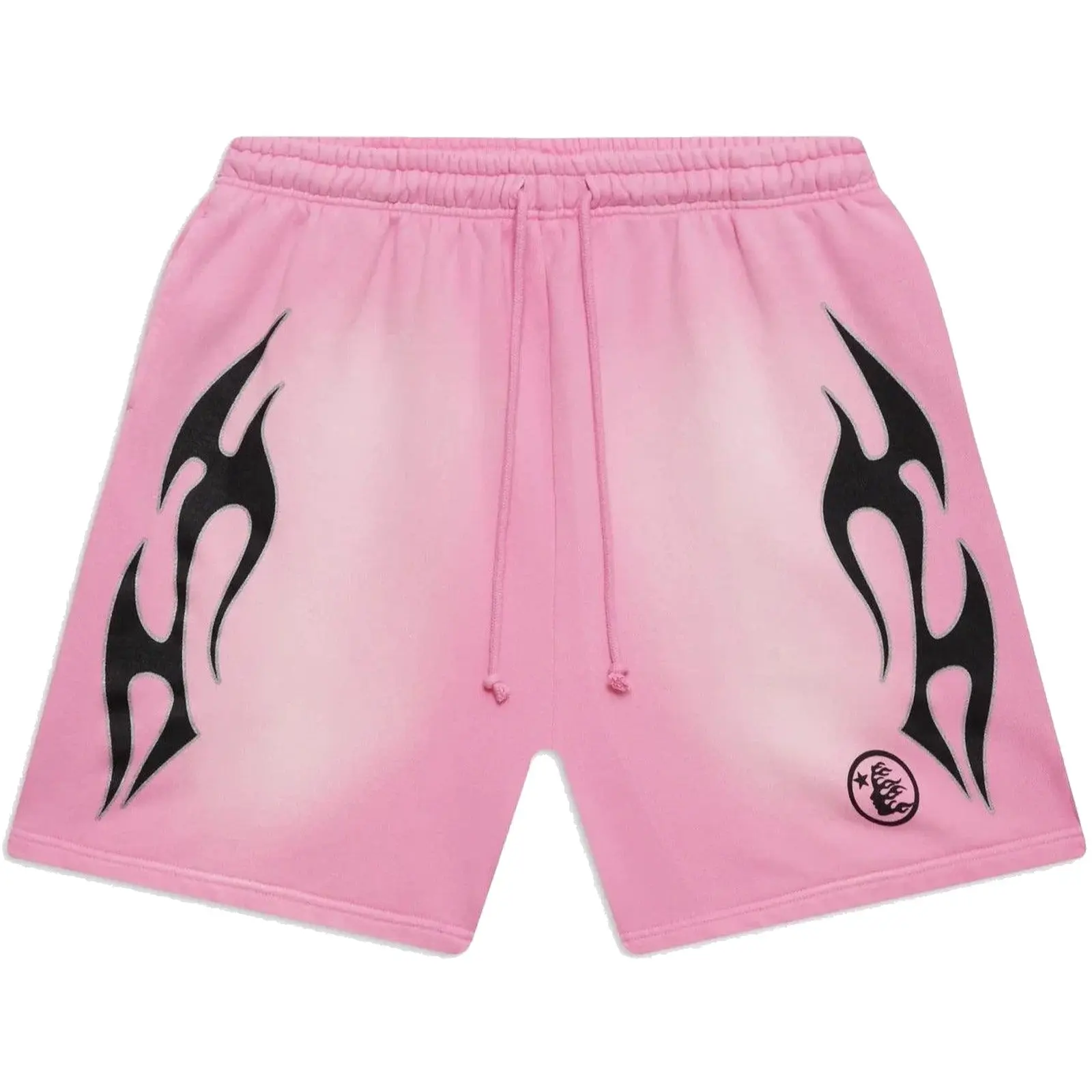 Hellstar Sports Flame Shorts Pink Valentine's Day, Authentic, Elastic Waist, Drawstring, Streetwear Shorts, Casual Everyday Bottoms