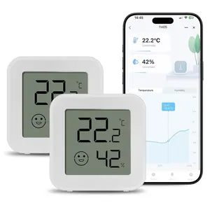 Thermometer Hygrometer, Indoor Temperature Humidity Sensor with  Ink Display, App Notification Alert, Free Data Storage Export, Digital Remote  for Bedroom