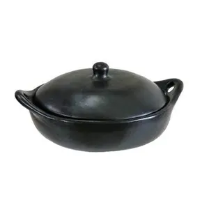 Authentic Chamba Paella Pan - Elegant, All-Natural Black Clay Casserole for Braising, Baking and Serving Paella, Stews and More- Stovetop & Oven Safe – Handmade in Colombia