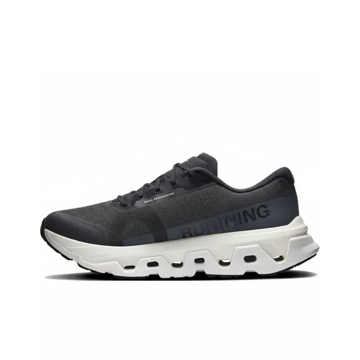 Black White Knit Mesh Comfort Trainers, Shock Absorbing Lightweight Outdoor Workout Walking Sneakers
