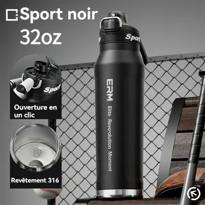 1 Pc 32/50oz Portable Stainless Steel Sports Tumbler with Handle Lid, Vacuum Insulated Water Bottle, Keep Hot 12H/ Ice Drinks 24H, Leakproof Travel Mug Flask for Gym Office Hiking Camping Sports Gift for Men Women