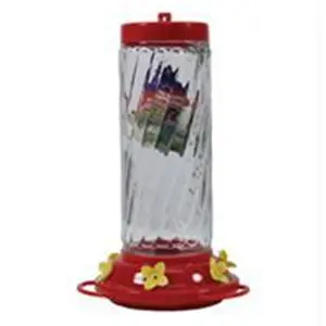 Audubon-woodlink-Audubon Glass Swirl Hummingbird Feeder- Red-clear 30 Ounce, Hummingbird Specific