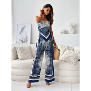 Tie Back Printed Cami and Pants Set