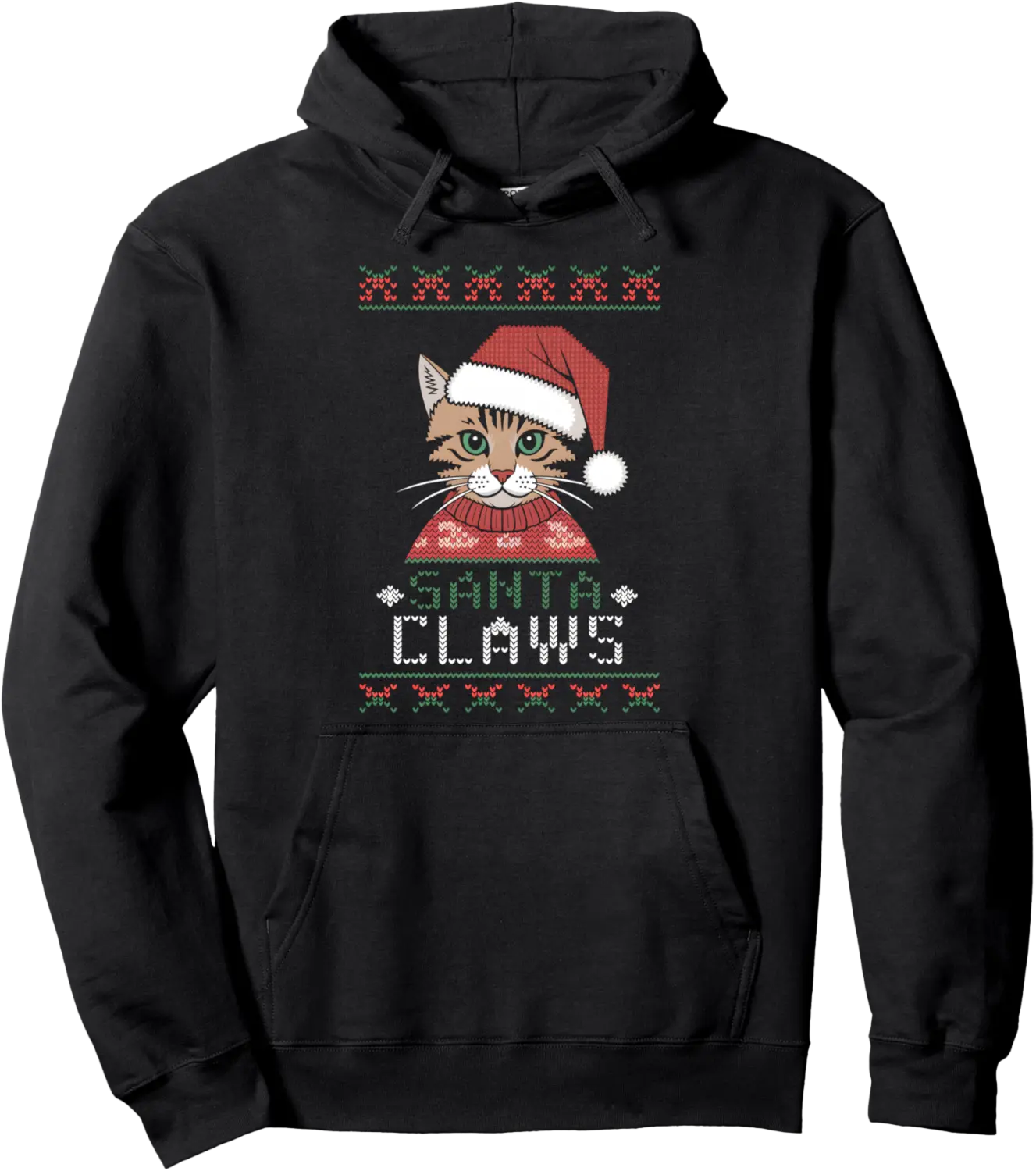 Santa Claw Ugly Christmas Sweater Teen Girls Cat X-Mas Pullover Hoodie - Elizabethtej Shop 36B0DK61DFP5