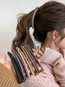 5pcs Matte Banana Hair Clips for Women, New Style No-Trace Ponytail Holders, Ponytail Claw Clip, Casual Plain Headwear Accessories for All Seasons