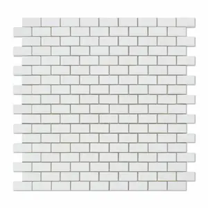 Thassos White  Baby Brick 12x12 Polished/Honed Marble Mosaic Tile