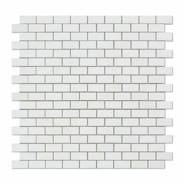 Thassos White  Baby Brick 12x12 Polished/Honed Marble Mosaic Tile