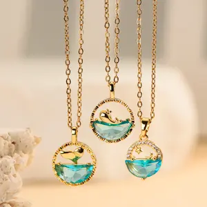2026 Trending Summer Chain & Link Necklace - Fresh Ocean-Blue Whale Design, Simple Cute High-End Jewelry for Versatile Styling