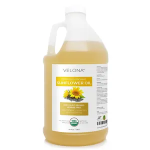 USDA Certified Organic Sunflower Oil 64 Fl Oz| 100% Pure and Natural Carrier Oil| High Oleic, Refined| Cooking, Skin, Hair, Body Face Moisturizing