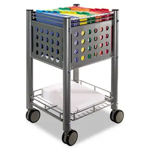Shelf Vertiflex Sidekick Steel File Cart - 1-Shelf Hangable Rack Organizer with Mobility and Lock, 13-3/4x15-1/2x26-1/4 in Matte Gray for File Storage, Hanging