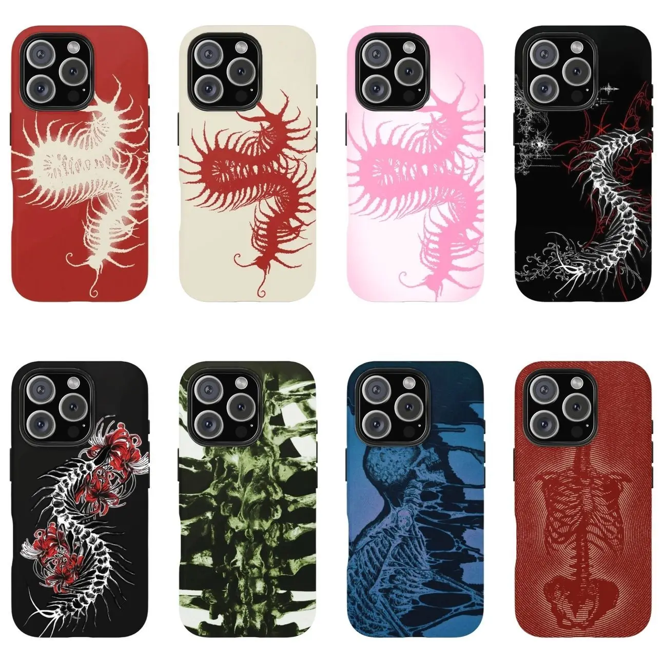 Vintage Textured Scolopendra Centipede Phone Case | Y2K Weirdcore Aesthetic, Compatible with iPhone X, 11, 12, 13, 14, 15, 16, 17 & more
