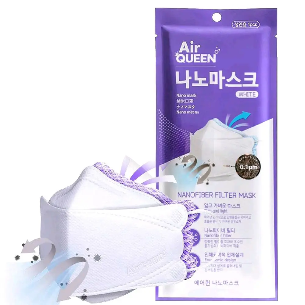 AIRQUEEN 3-Layer Nano-Filter Face Mask for Adults, 10 Pack White, Lightweight and Breathable Face Mask with Soft and Elastic Ear Loop.