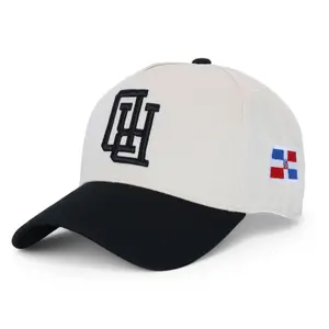 RD Upside down 5 Panel Snapback Hat - White Cotton with Black Brim, Unisex, Adjustable Fit, Casual Style, Spot Clean Recommended