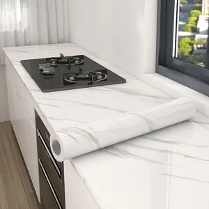 Glossy Marble Pattern Self-Adhesive Sticker , Peel and Stick Wallpaper , Scratch Resistant, Easy Installation and Cleaning, Kitchen Cabinet Desk Window Sill Wall#TOP PICKS