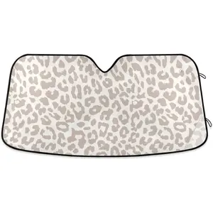 Leopard Cheetah White Car Windshield Sun Shade Foldable UV Ray Sun Visor Protector Sunshade Keep Your Vehicle Cool (55" x 27.6")