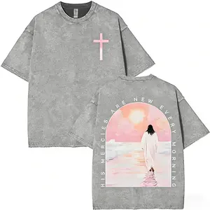 Ship within 24 hours His Mercies Are New Every Morning Christian Tee Jesus Walking On Water Graphic T-Shirt Unisex Soft Cotton Faith Print Easter Crewneck Short Sleeve Daily Religious Wear Gift For ChristiansSt Patrick's Day Lucky Irish Shamrock st paddy