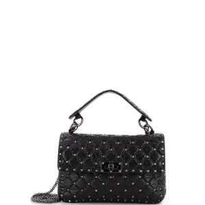 Pre-owned Valentino material Messenger Bags Garavani Rockstud Spike Flap Bag Quilted Leather Medium by Rebag