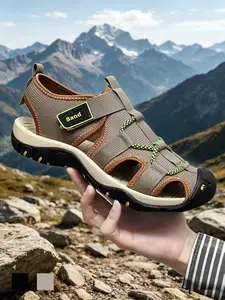 Men's Closed Toe Sandals Hiking Shoes Rubber Toe Bumper Fabric Breathable Sandals Non-Slip Cushioned Wide Width Athletic Sandals Summer Adventure Outdoor Sandals Lightweight for Hiking Beach Vacation Big Size 11 12 13 14 15