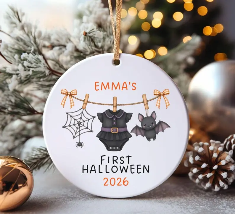 Baby First Halloween Halloween Ornament, Custom Baby Name Ornament, 1st Halloween Ornament for Baby, Newborn Gift, Halloween Keepsake Paloma