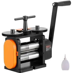 fathersdaygift VEVOR Rolling Mill, 2.24/57 mm Jewelry Rolling Mill Machine, 1: 2 Gear Ratio, 3-in-1 Multi-function Rolling Mill, 0-5.5 mm Press Thickness for Metal Jewelry Making Sheet Square Wire Elliptical