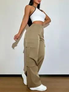 Women's High-Waisted Wide-Leg Work Cargo Pants, Comfortable and Stylish, Perfect for Daily Wear, Versatile and Trendy Design