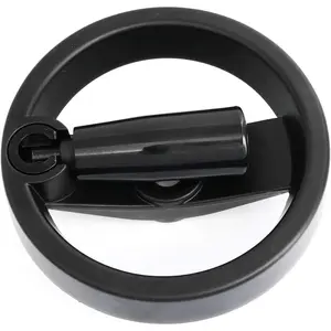 Foldable Spoke Hand Wheel with Folding Revolving Handle for Milling Machine, Black