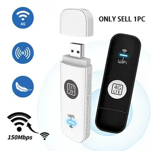 USB Modem 4G LTE WiFi Router 150Mbps Unlocked Portable Mobile Hotspot Wireless Dongle with SIM Card Slot Plug & Play Supports 10 Devices for Car Outdoor Travel PC Notebook Laptop TV Data SIM card not included